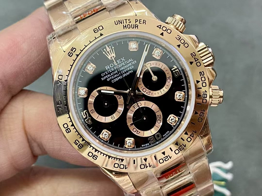 C Factory Clean Rolex Black Dial Diamond Index Gold Bezel M116508-0016 Replica: Is It Flawless?