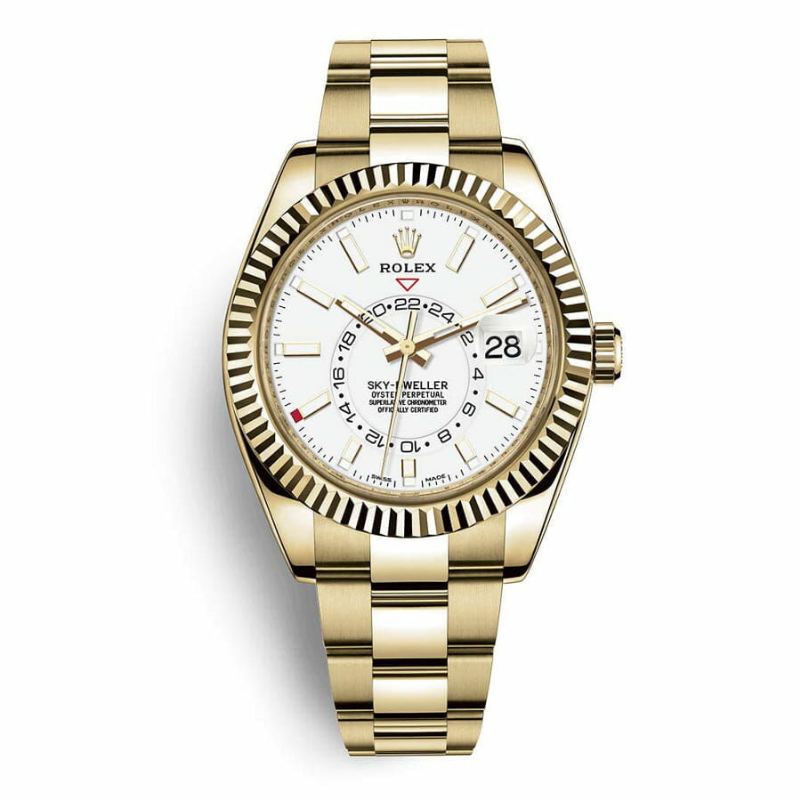 Rolex Sky-Dweller Yellow Gold Fluted Bezel 1:1 12A Super Clone