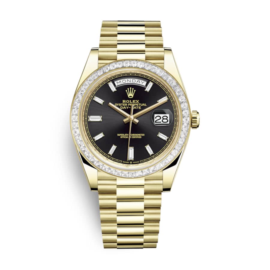 Rolex Day-Date 228398TBR Yellow Gold & Diamonds Black Dial 1:1 12A Super Clone