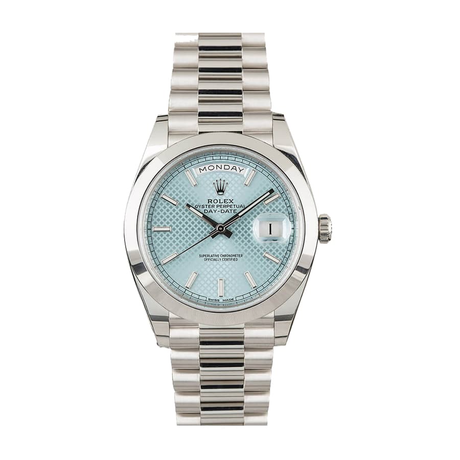 Rolex Day Date Ice Blue Baguette Dial Platinum Presidential 228206 1:1 12A Super Clone