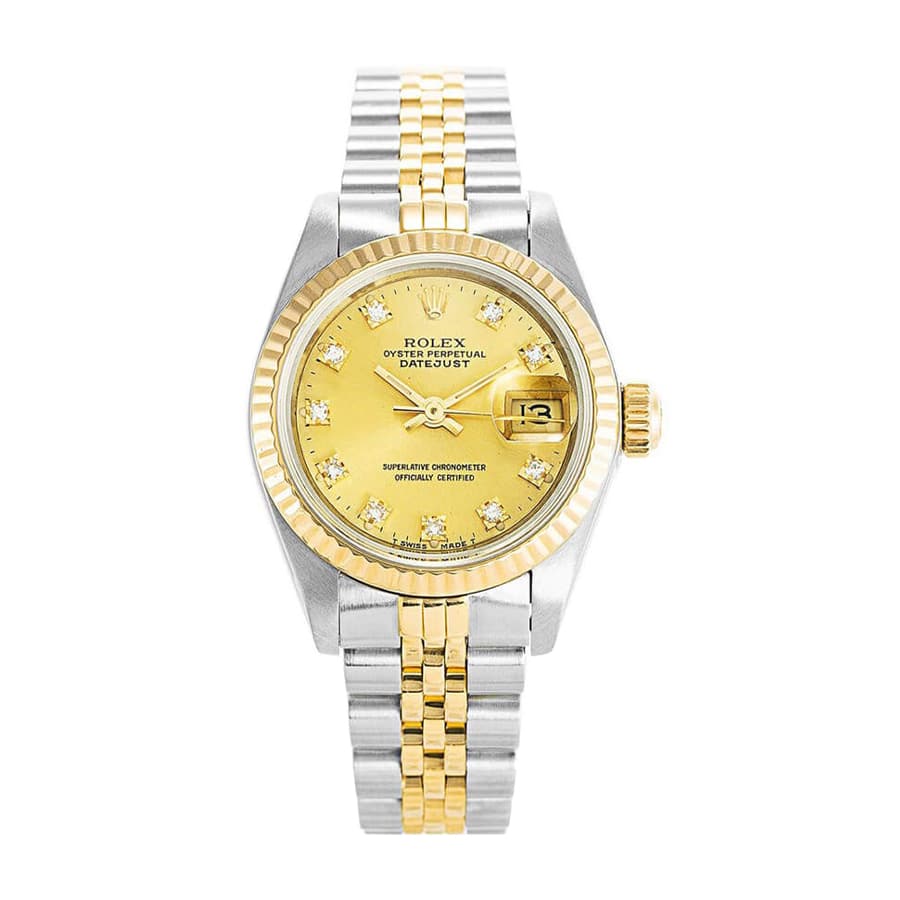 Rolex Datejust Yellow Gold Steel Diamond Dial Ladies 69173 Jubilee 1:1 12A Super Clone