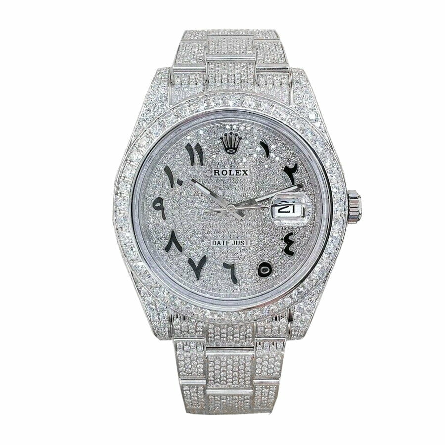 Rolex Datejust 116300 White Gold Diamond Arabic Dial Iced Out 1:1 12A Super Clone