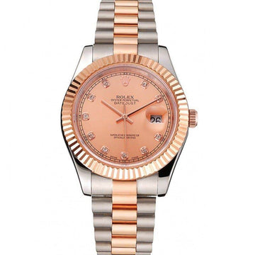 Rolex Datejust Rose Gold Dial And Bezel Stainless Steel Case Two Tone Bracelet